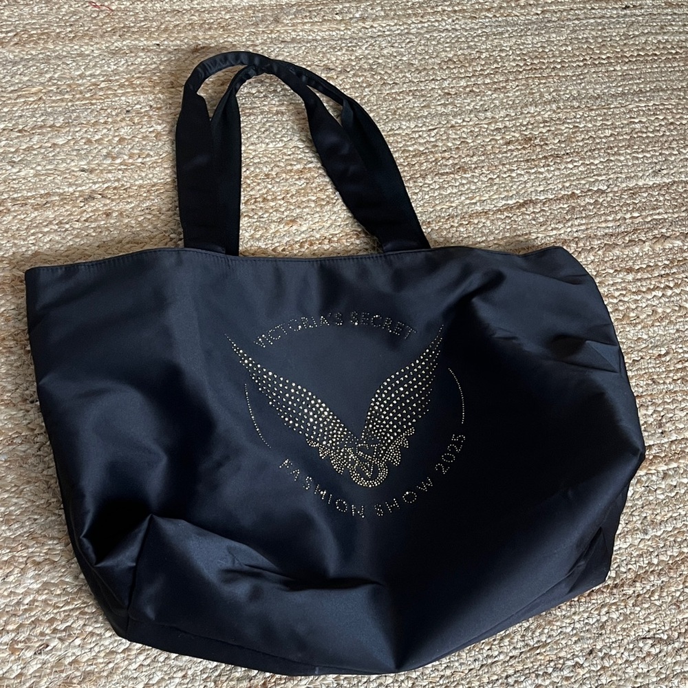 Victoria's Secret Black Tote with Gold Studded Wing Logo